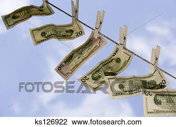 Banco de Imagem - dólar,  contas, 
 penduradas,  
varal. fotosearch 
- busca de fotos, 
imagens e clipart