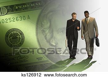 Banco de Imagem - homens negócios, 
 vinte,  dólar, 
 conta. fotosearch 
- busca de fotos, 
imagens e clipart