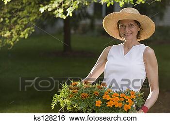 Stock Photo - woman gardening 
with flowers. 
fotosearch - search 
stock photos, 
pictures, images, 
and photo clipart