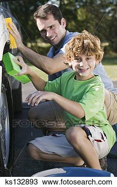 Stock Photo - son washing car 
with father. fotosearch 
- search stock 
photos, pictures, 
images, and photo 
clipart