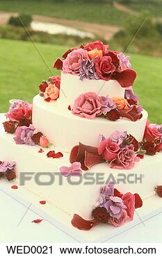 Stock Photography - cake decorated 
with fresh flowers. 
fotosearch - search 
stock photos, 
pictures, images, 
and photo clipart