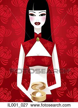 Stock Illustration - chinese woman 
serving chinese 
dim sum. fotosearch 
- search clipart, 
illustration, 
drawings and vector 
eps graphics images