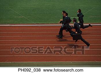 Stock Photo - businesspeople 
running on stadium 
track, carrying 
briefcases. fotosearch 
- search stock 
photos, pictures, 
images, and photo 
clipart
