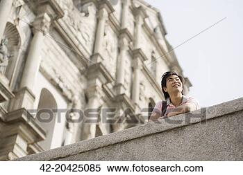 Stock Image - tourist standing 
in front of the 
ruins of sao paulo. 
fotosearch - search 
stock photos, 
pictures, images, 
and photo clipart