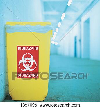 Stock Image - bin for biohazard 
waste in a corridor. 
fotosearch - search 
stock photos, 
pictures, images, 
and photo clipart