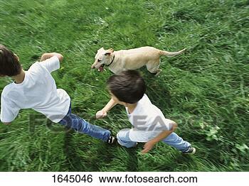 Stock Photo - view directly 
above of two young 
boys running on 
the grass with 
their. fotosearch 
- search stock 
photos, pictures, 
images, and photo 
clipart