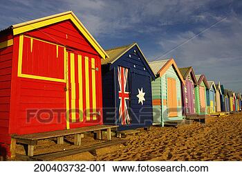 Stock Photography - australia, victoria, 
melbourne, beach 
huts on brighton 
beach. fotosearch 
- search stock 
photos, pictures, 
images, and photo 
clipart