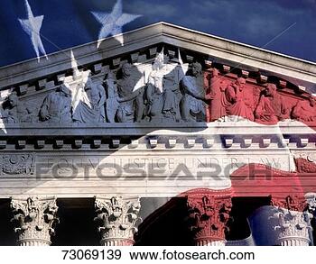 Stock Photograph - digital composite: 
supreme court 
building and american 
flag. fotosearch 
- search stock 
photos, pictures, 
images, and photo 
clipart