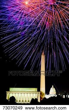 Stock Photograph - 'fourth of july 
celebration with 
fireworks exploding 
over the lincoln. 
fotosearch - search 
stock photos, 
pictures, images, 
and photo clipart