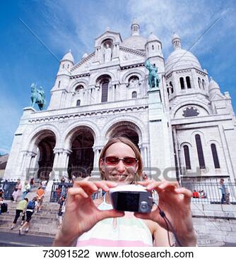 Stock Photo - france, paris, 
sacre coeur, young 
woman photographing 
self. fotosearch 
- search stock 
photos, pictures, 
images, and photo 
clipart