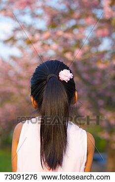 Stock Photo - girl (4-5) cherry 
in orchard, rear 
view. fotosearch 
- search stock 
photos, pictures, 
images, and photo 
clipart