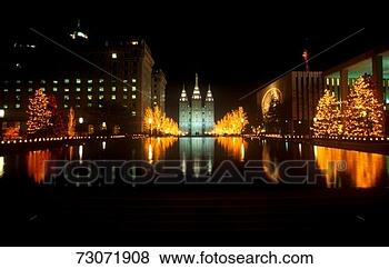 Stock Photo - 'historic temple 
and square in 
salt lake city 
at night,  during 
2002. fotosearch 
- search stock 
photos, pictures, 
images, and photo 
clipart