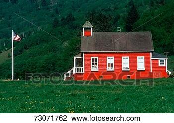 Stock Photo - 'little red schoolhouse 
with american 
flag, coastline, 
oregon'. fotosearch 
- search stock 
photos, pictures, 
images, and photo 
clipart
