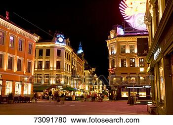 Stock Photography - norway, oslo, 
street at night. 
fotosearch - search 
stock photos, 
pictures, images, 
and photo clipart