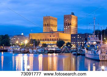 Picture - norway, oslo, 
waterfront by 
town hall. fotosearch 
- search stock 
photos, pictures, 
images, and photo 
clipart