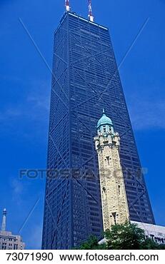 Stock Photography - 'old 1869 chicago 
water tower and 
the john hancock 
building. fotosearch 
- search stock 
photos, pictures, 
images, and photo 
clipart