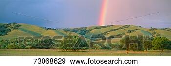 Stock Photograph - rainbow and rolling 
hills in central 
california. fotosearch 
- search stock 
photos, pictures, 
images, and photo 
clipart