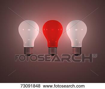 Stock Photo - red light bulb 
between two white 
light bulbs. fotosearch 
- search stock 
photos, pictures, 
images, and photo 
clipart