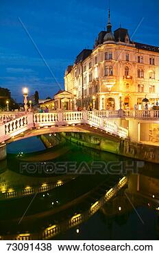 Stock Photo - slovenia, ljubljana, 
preserens square, 
night. fotosearch 
- search stock 
photos, pictures, 
images, and photo 
clipart