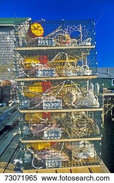 Stock Image - 'stacks of lobster 
traps, muscongus 
bay in new harbor, 
me'. fotosearch 
- search stock 
photos, pictures, 
images, and photo 
clipart