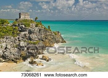 Stock Photography - 'templo del dios 
del viento mayan 
ruins of ruinas 
de tulum (tulum. 
fotosearch - search 
stock photos, 
pictures, images, 
and photo clipart
