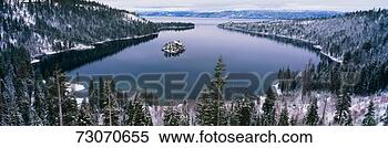 Stock Image - this is emerald 
bay after a winter 
snow storm there 
is snow covering. 
fotosearch - search 
stock photos, 
pictures, images, 
and photo clipart