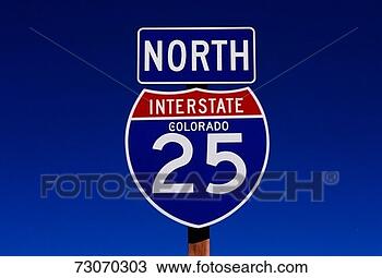Stock Photo - 'this is a road 
sign indicating 
the road is interstate 
25 going north. 
fotosearch - search 
stock photos, 
pictures, images, 
and photo clipart