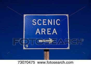 Stock Image - 'this is a road 
sign that says, 
 scenic area, 
 with a white 
arrow. fotosearch 
- search stock 
photos, pictures, 
images, and photo 
clipart