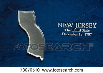 Stock Photography - 'this is a silver 
map of the state 
of new jersey 
against a blue. 
fotosearch - search 
stock photos, 
pictures, images, 
and photo clipart
