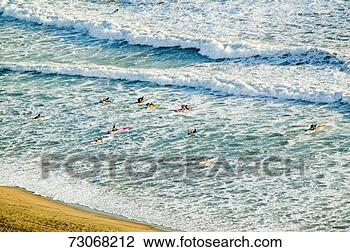 Stock Photo - 'white surf and 
beach where surfer 
school sets out 
for surfing in. 
fotosearch - search 
stock photos, 
pictures, images, 
and photo clipart