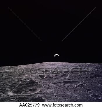 Stock Photograph - crescent earth 
rising over lunar 
horizon. fotosearch 
- search stock 
photos, pictures, 
images, and photo 
clipart