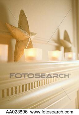 Stock Photo - stars on a mantelpiece. 
fotosearch - search 
stock photos, 
pictures, images, 
and photo clipart