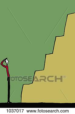 Stock Illustration - businessman standing 
at the bottom 
of a cliff with 
his hand on his. 
fotosearch - search 
clipart, illustration, 
drawings and vector 
eps graphics images
