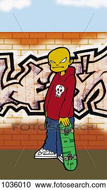 Stock Illustration - portrait of an 
early teen standing 
in front of a 
brick wall with. 
fotosearch - search 
clipart, illustration, 
drawings and vector 
eps graphics images
