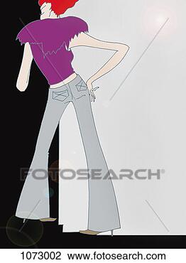 Clip Art - rear view of a 
young woman standing 
with her hand 
on her hip. fotosearch 
- search clipart, 
illustration, 
drawings and vector 
eps graphics images