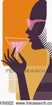 Clip Art - side view of a 
young woman drinking 
a cocktail. fotosearch 
- search clipart, 
illustration, 
drawings and vector 
eps graphics images