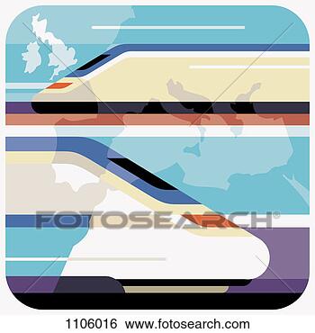 Stock Illustration - speeding passenger 
train and an international 
map. fotosearch 
- search clipart, 
illustration, 
drawings and vector 
eps graphics images