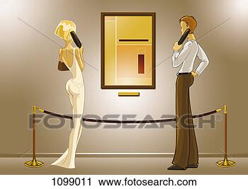Clipart - two people in 
an art gallery 
using their mobile 
phones and looking 
at. fotosearch 
- search clipart, 
illustration, 
drawings and vector 
eps graphics images