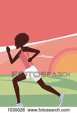 Stock Illustration - young woman jogging 
at sunset. fotosearch 
- search clipart, 
illustration, 
drawings and vector 
eps graphics images