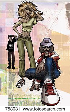 Clipart - portrait of three 
stylish young 
adults wearing 
casual clothing. 
fotosearch - search 
clipart, illustration, 
drawings and vector 
eps graphics images
