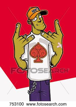 Stock Illustration - portrait of a 
young man gesturing 
and wearing a 
cap. fotosearch 
- search clipart, 
illustration, 
drawings and vector 
eps graphics images