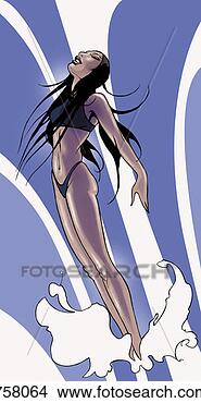 Stock Illustration - side view of a 
young woman in 
a bikini looking 
up. fotosearch 
- search clipart, 
illustration, 
drawings and vector 
eps graphics images