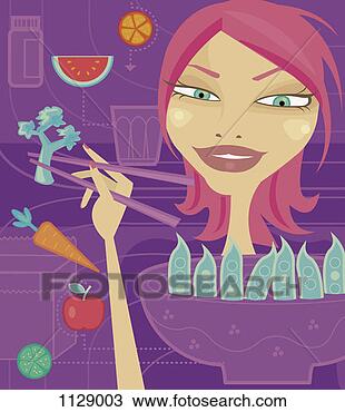 Drawing - young woman preparing 
a salad and selecting 
from a variety 
of. fotosearch 
- search clipart, 
illustration, 
drawings and vector 
eps graphics images