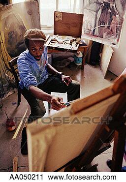 Stock Photography - painter working 
in his studio. 
fotosearch - search 
stock photos, 
pictures, images, 
and photo clipart