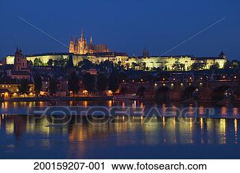 Stock Photography - czech republic, 
prague, prague 
castle and vltava 
river at night. 
fotosearch - search 
stock photos, 
pictures, images, 
and photo clipart
