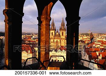 Stock Photography - czech republic, 
prague, tyn church, 
view from old 
town hall tower. 
fotosearch - search 
stock photos, 
pictures, images, 
and photo clipart