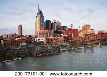 Stock Photography - usa, tennessee, 
nashville, city 
skyline and cumberland 
river, dawn. fotosearch 
- search stock 
photos, pictures, 
images, and photo 
clipart