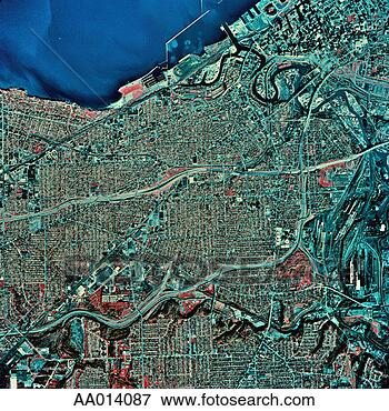 Picture - satellite image 
of cleveland, 
ohio and lake 
erie. fotosearch 
- search stock 
photos, pictures, 
images, and photo 
clipart