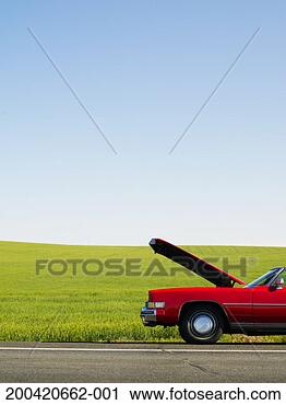 Stock Photography - car with hood 
up on side of 
road. fotosearch 
- search stock 
photos, pictures, 
images, and photo 
clipart