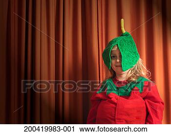 Stock Photography - girl (4-6) by 
stage curtain 
wearing tomato 
costume, portrait, 
close-up. fotosearch 
- search stock 
photos, pictures, 
images, and photo 
clipart
